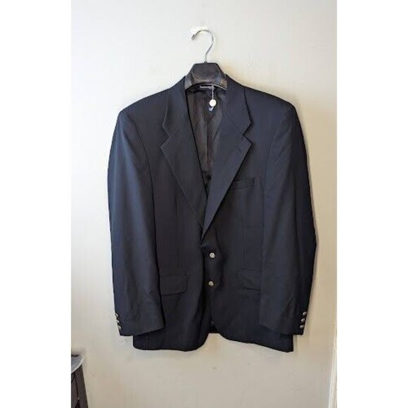 Men's Vintage Burberry's Black Gold 2-Button 47L Blazer Jacket Sport Coat